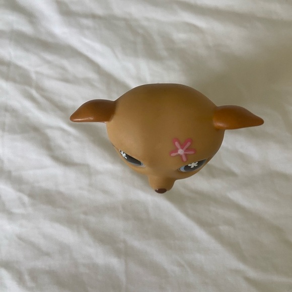 Littlest Pet Shop LPS #498 Tan Greyhound Dog Flower Eyes - Picture 5 of 9